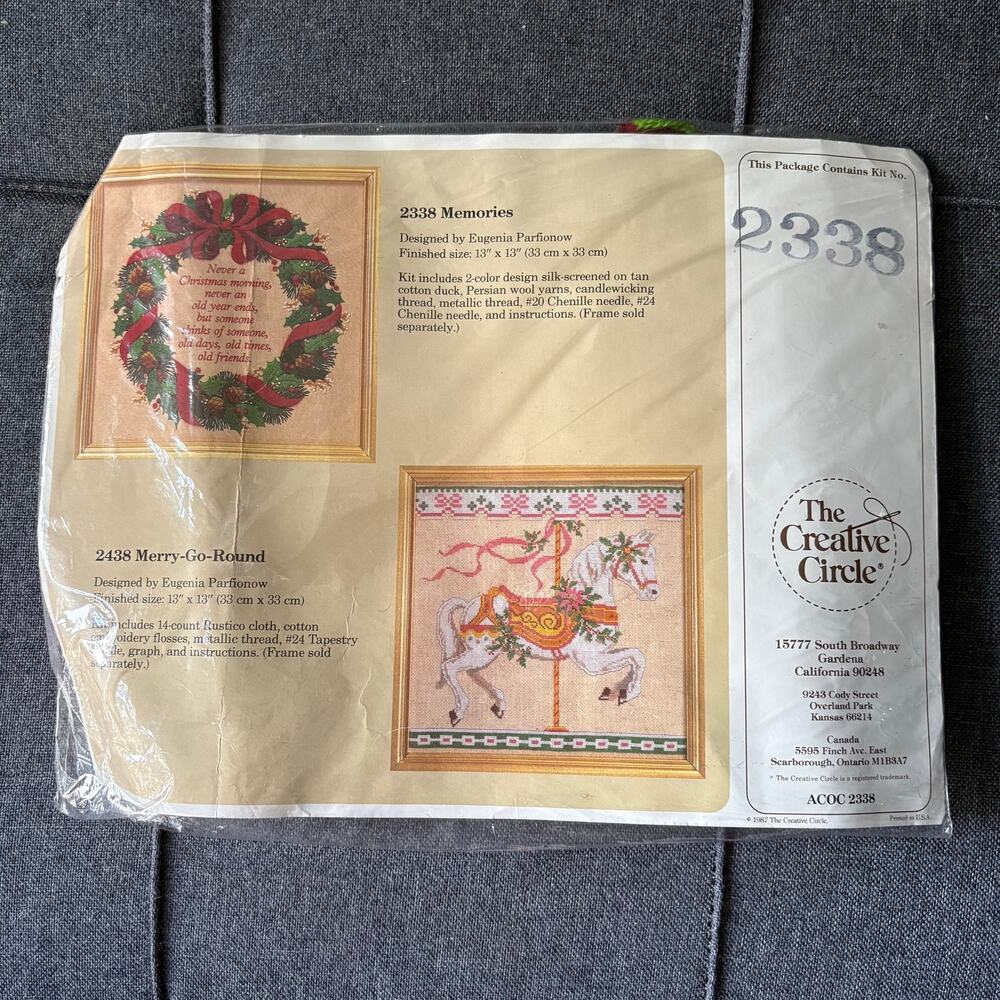 Christmas Memories Vintage Stamped Embroidery Kit by The Creative Circle - 1987